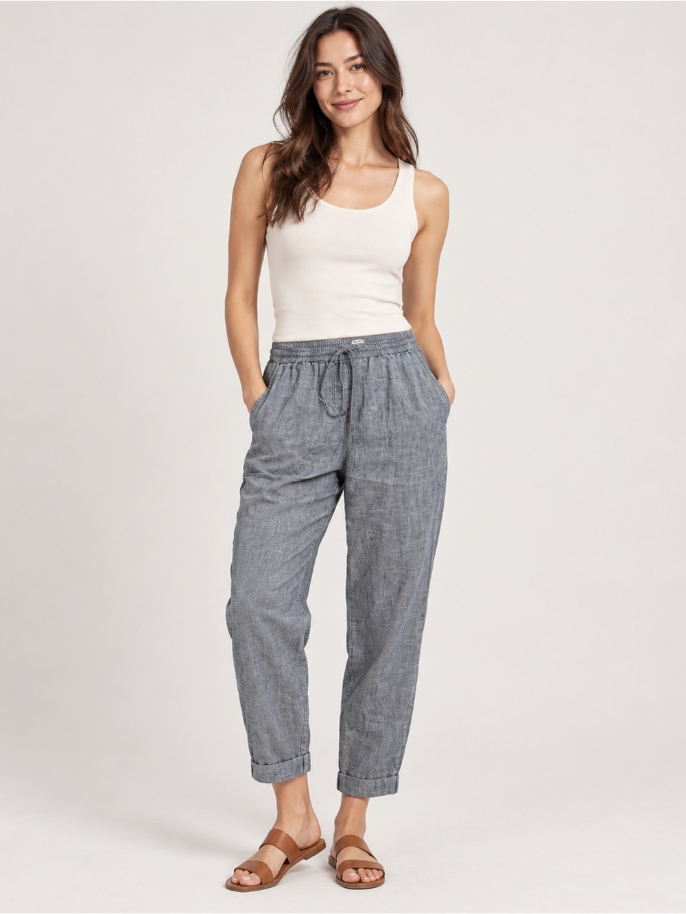 J. Crew Heathered Chambray Drawstring Ankle Pants